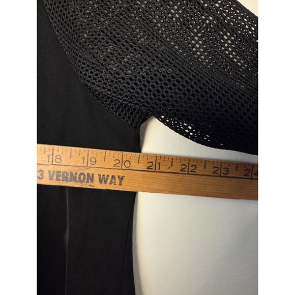 Gracia A-Line Long Sleeved Mesh Trim Shirt Dress Button Front Hi Lo Womens L - Picture 10 of 11